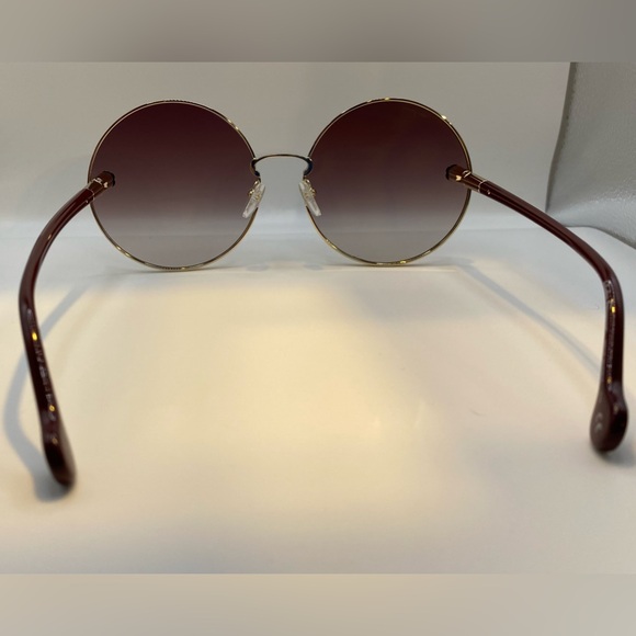 NWOT Salvatore Ferragamo Wine Round Sunglasses SF189S 742 Gold/Wine - Picture 11 of 13